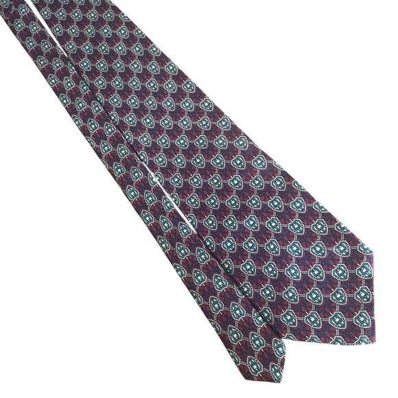 Vintage Bert Pulitzer Silk Tie Equestrian Crest Rope Braid USA Preppy Academia - Picture 5 of 8